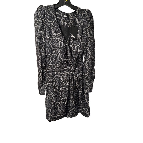 The Kooples NEW Lace Roses Wrap Dress in Black/White Size FR 1/US Small‎ - Picture 3 of 8